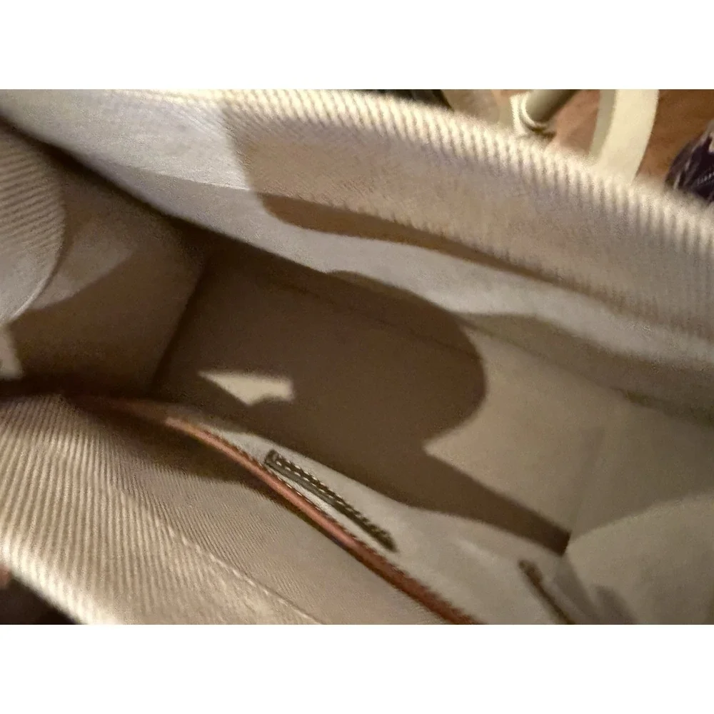 Tory Burch Blake Canvas Classic  Cuoio Small Tote Natural & Tan Style 145356 New